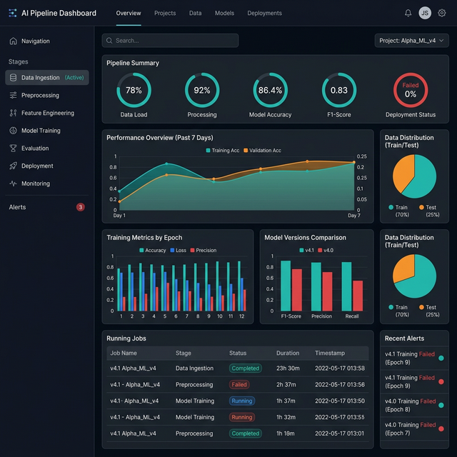 SourceWorx AI control center dashboard displaying active AI agents, processing metrics, and automated enterprise workflow pipelines.